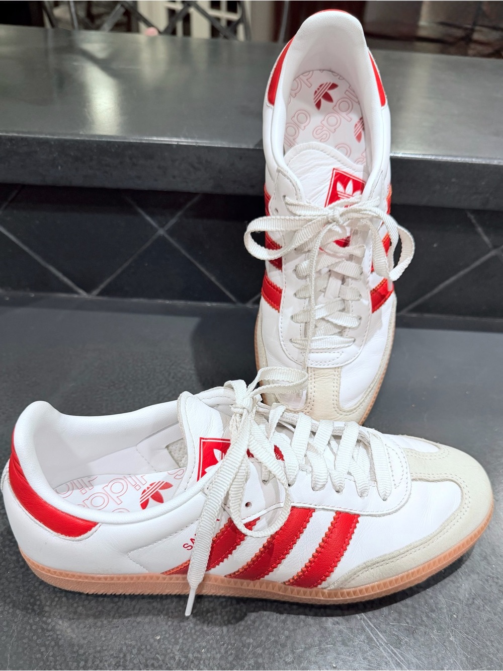 adidas White & Red Low-Top Samba Sneakers